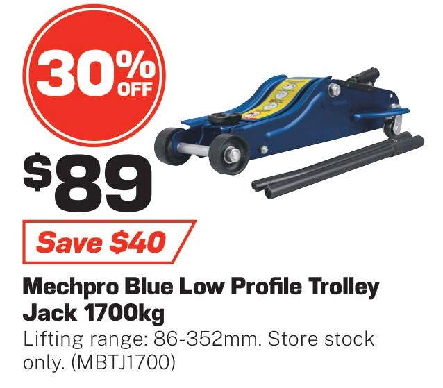 Mechpro Blue Low-Profile Trolley Jack 1,700Kg - MBTJ1700