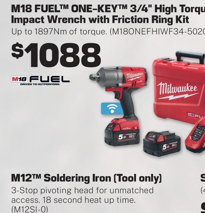 Milwaukee M18 FUEL ONE-KEY 3/4” High Torque Impact Wrench with Friction Ring Kit - M18ONEFHIWF34-502C