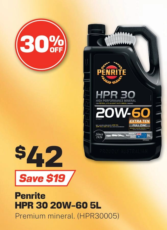 Penrite HPR 30 20W-60 Engine Oil 5L - HPR30005