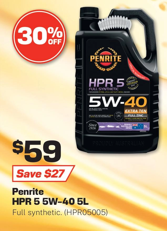 Penrite HPR 5 Full Synthetic 5W-40 Engine Oil 5L - HPR05005