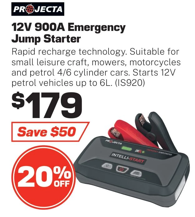 Projecta 12V 900A Intelli-Start Emergency Lithium Jump Starter and Power Bank - IS920