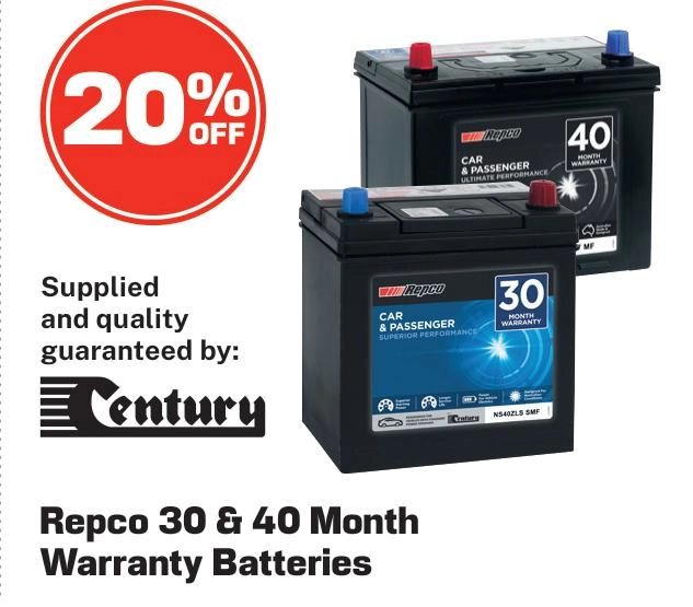 Repco 30 & 40 Month Warranty Batteries