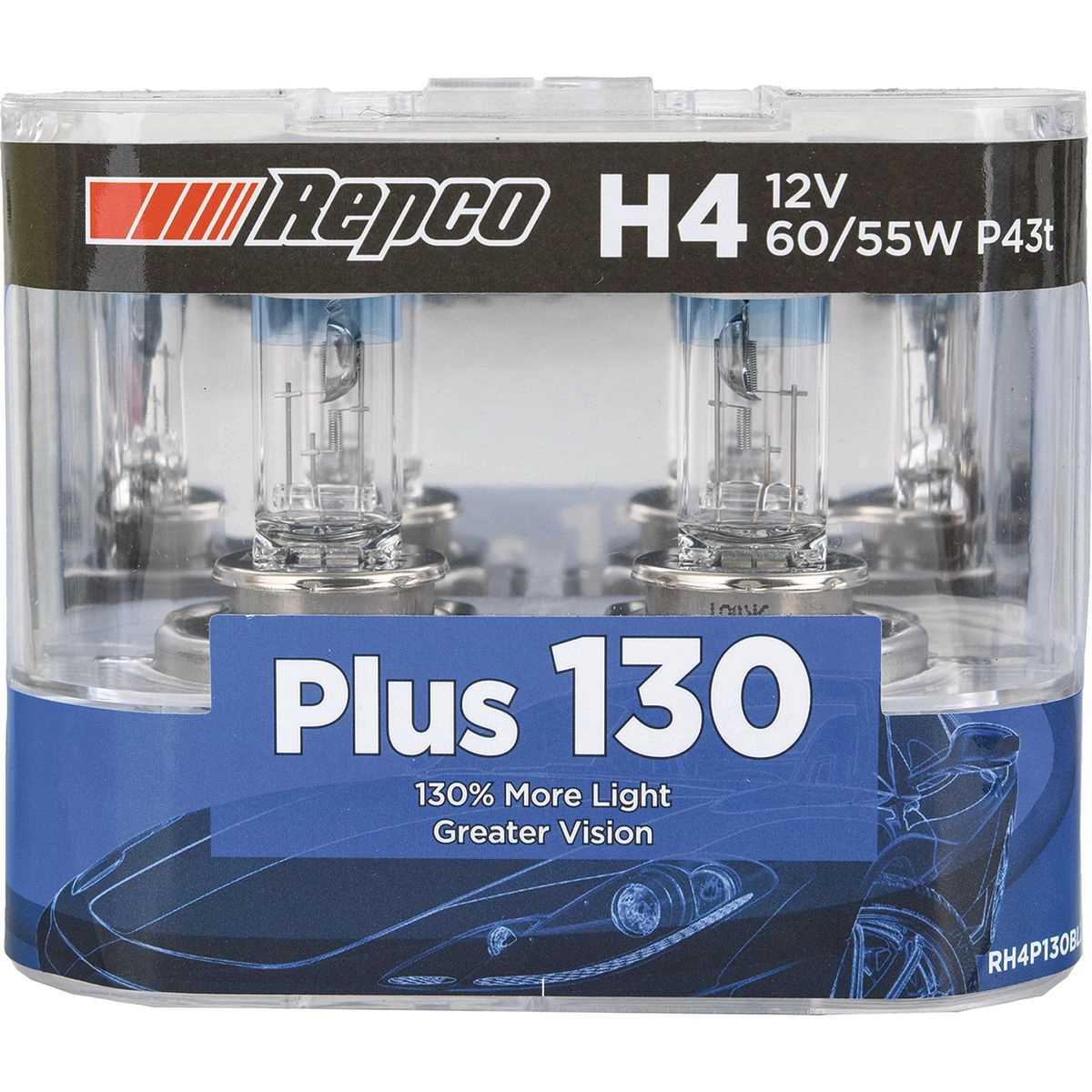 Repco Halogen Globe - H4 12V 60/55W 130+ BL - RH4P130BL2