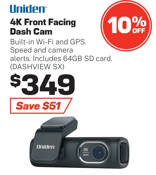 Uniden 4K Front Facing Dash Cam - DASHVIEW SX