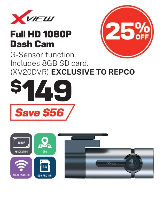 XView Barrel Dash Cam 1080P Full HD Wi-Fi - XV20DVR