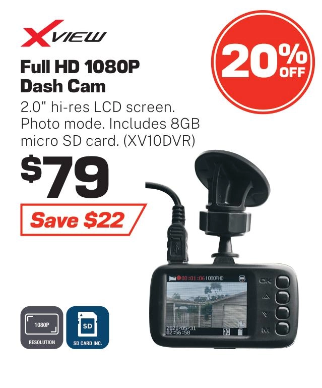 XView Dash Cam 1080P Full HD 2 inch - XV10DVR