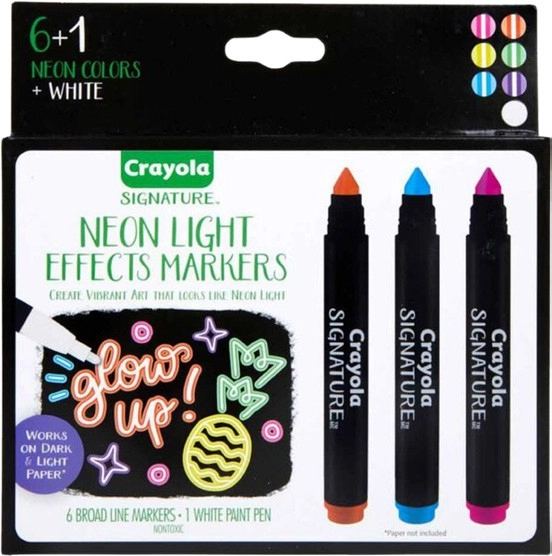 Crayola Signature Neon Light Effects Markers, 6 Count