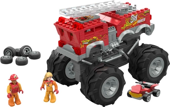 Mega Blocks Wheels 5-Alarm Fire Truck Monster Truck Building Set with 1 Figure