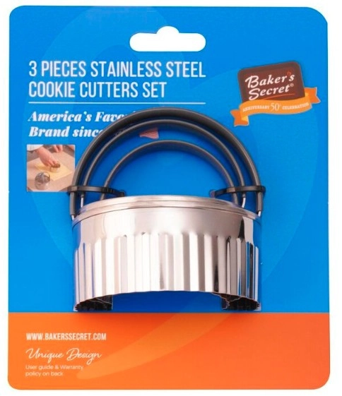 50% off Bakers Secret Stainless Steel Cookie Cutters Set of 3