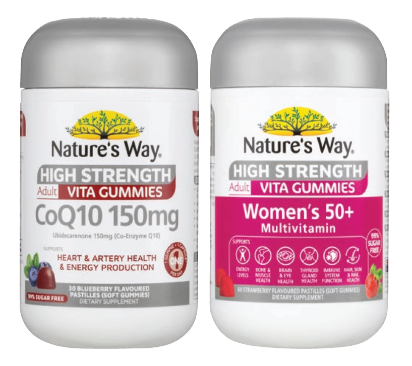 Nature’s Way High Strength Adult Vita Gummies CoQ10 150mg 30 pastilles or Women’s 50+ Multivitamin 60 pastilles