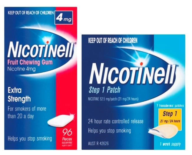 Nicotinell Chewing Gum 4mg Extra Strength 96 Pieces or 24 Hour Patches 21mg Step 1 7 Patches