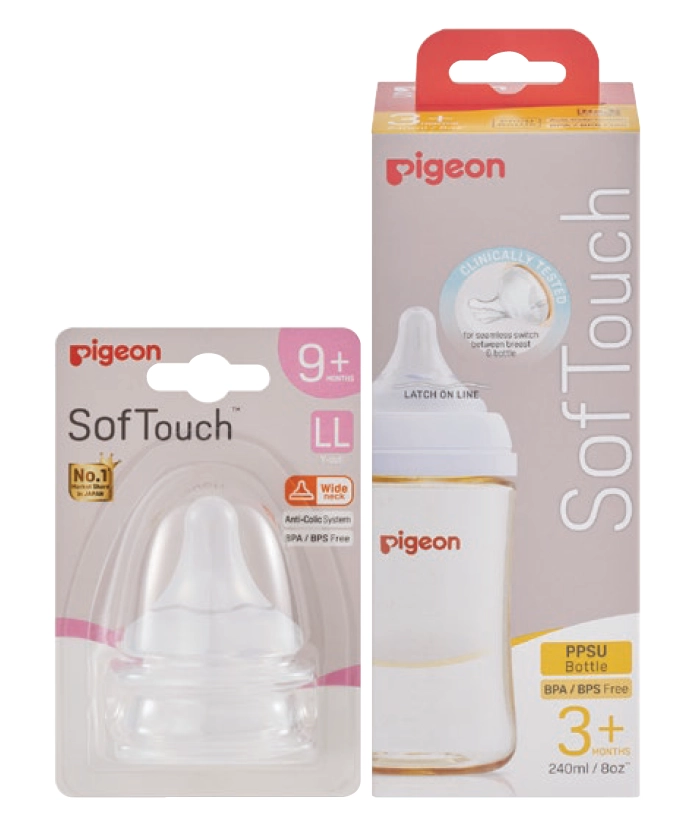 Pigeon SofTouch 3 Nipple Blister LL 2 pack or SofTouch 3 Nursing Bottle PPSU Medium 240ml