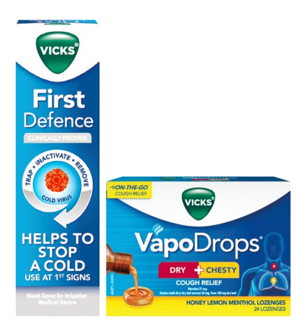 Vicks First Defence Nasal Spray or Dry + Chesty Lozenges 24 Lozenges