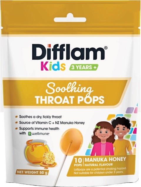 Difflam Kids Soothing Throat Pops Manuka Honey Flavour 10 Pops