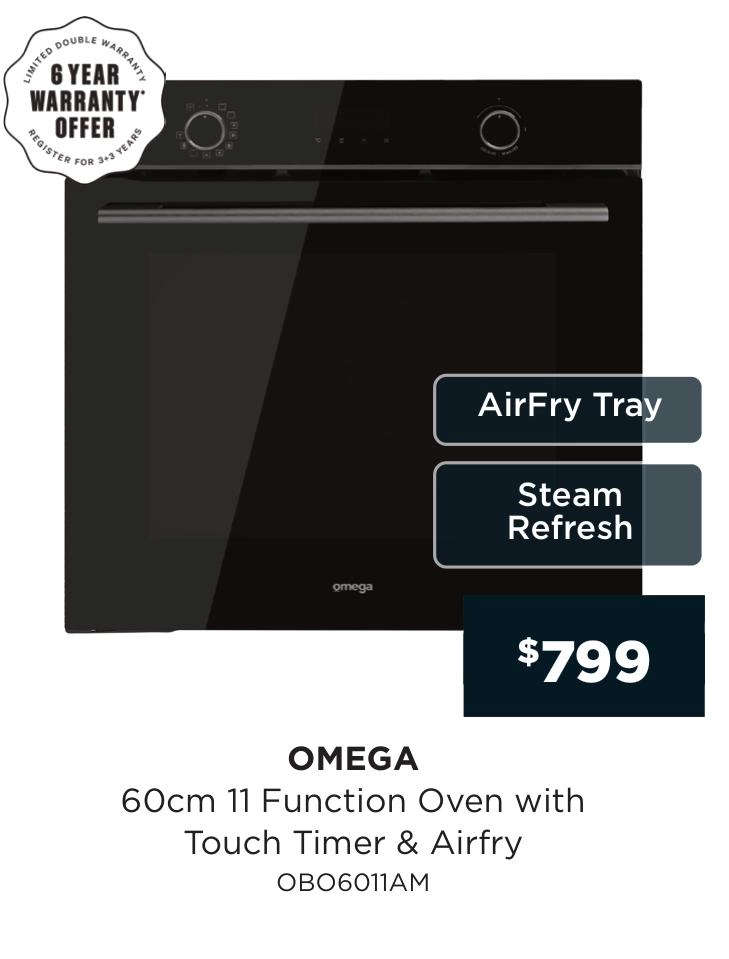 Omega 60cm 11 Function Oven with Touch Timer & Airfry