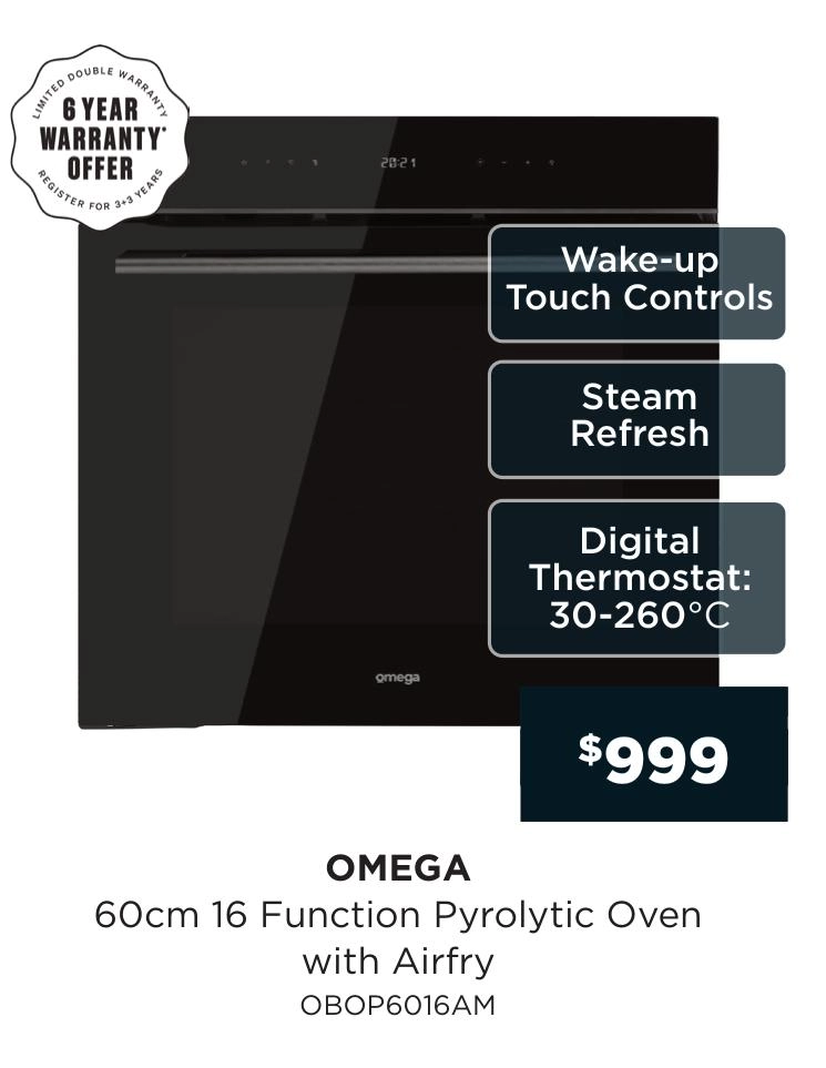 Omega 60cm 16 Function Pyrolytic Oven with Airfry