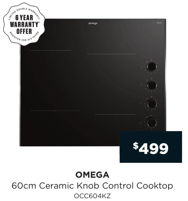 Omega 60cm Ceramic Knob Control Cooktop