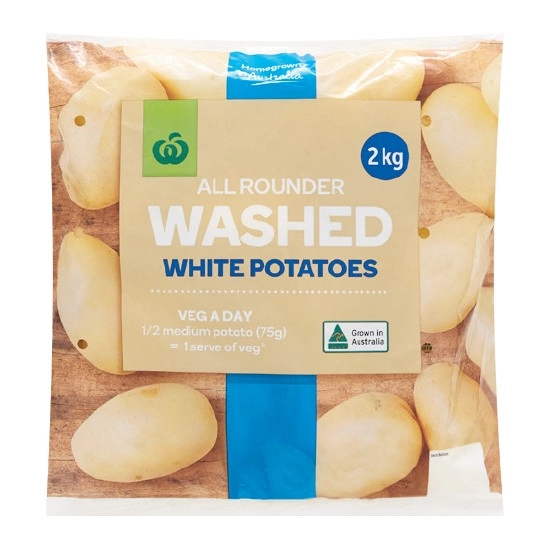 Australian Washed White Potatoes 2 kg Pack