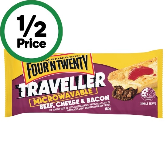 Four’N Twenty Traveller Pie or Single Sausage Roll 160g – From the Freezer