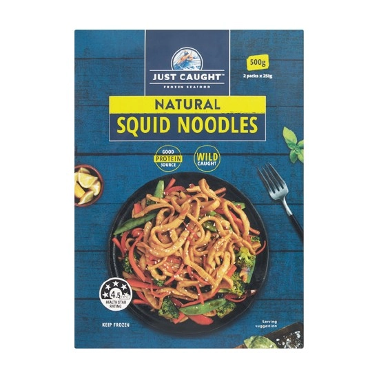 Just Caught Squid Noodles 2 x 250g – From the Seafood Freezer