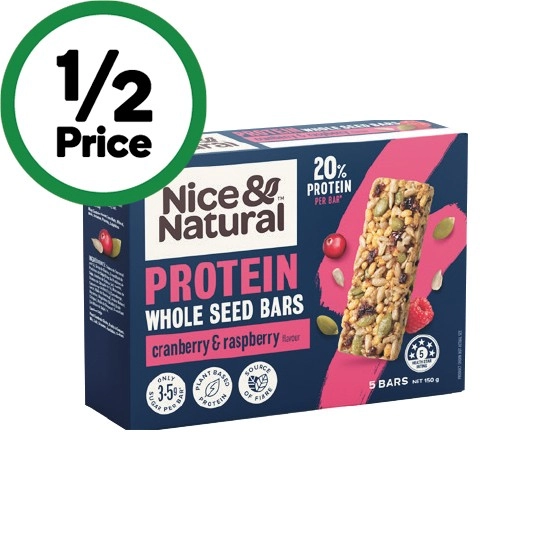 Nice & Natural Nut Butter Bars 175g Pk 5 or Wholeseed Bars 150g Pk 5