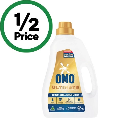 OMO Ultimate Laundry Liquid 2 Litre, Powder 2 kg or Capsules Pk 28