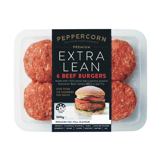 Peppercorn Extra Lean Beef Burgers, Sausages or Chipolatas 450g-500g