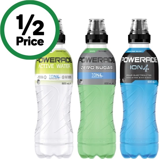 Powerade Drink Flo Cap or Active Water 600ml