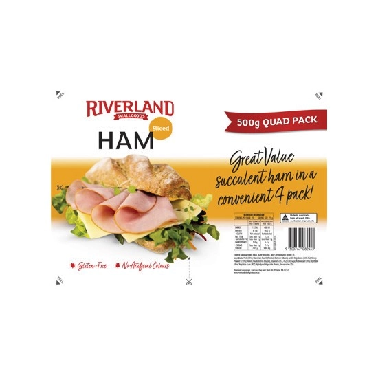 Riverland Ham Sliced Quad Pack 500g – From the Fridge