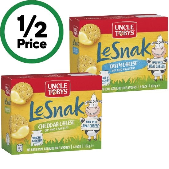 Uncle Tobys Le Snak 132g Pk 6