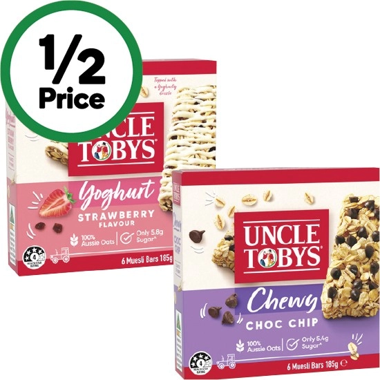 Uncle Tobys Muesli Bars 185g Pk 6