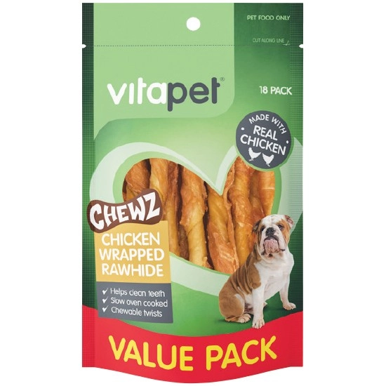 VitaPet Chewz Rawhide Dog Treats Pk 18