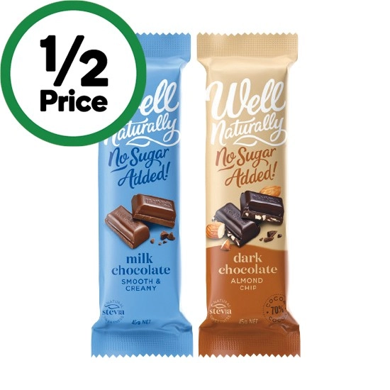 Well Naturally No Sugar Added Chocolate 45g – From the Health Food Aisle