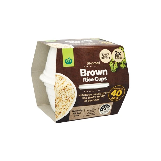 Woolworths Brown Rice Microwave Cups 2 x 125g