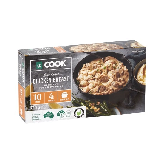 Woolworths COOK Slow Cooked Chicken Breast in Creamy Mushroom Sauce 700g