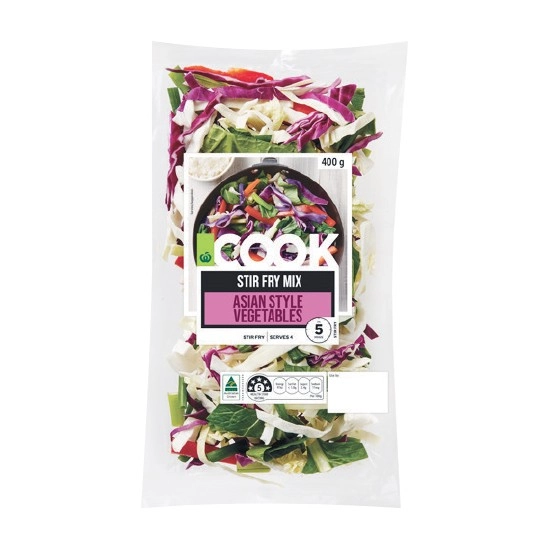 Woolworths COOK Traditional Vegetables Stir Fry or Woolworths COOK Asian Style Stir Fry 400g Pack