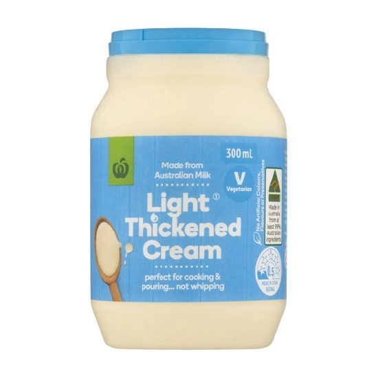 Woolworths Light Thickened Cream 300ml – From the Fridge