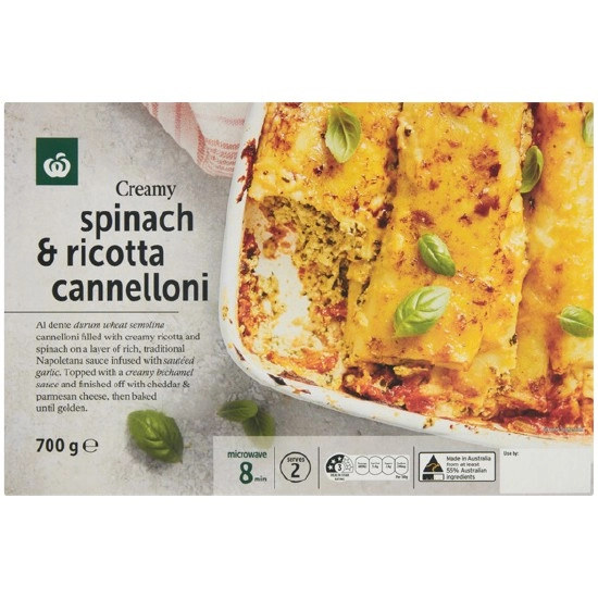 Woolworths Ricotta & Spinach Cannelloni 700g