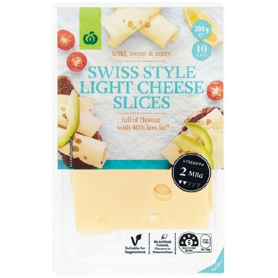 Woolworths Swiss Light Cheese Slices 200g – From the Fridge