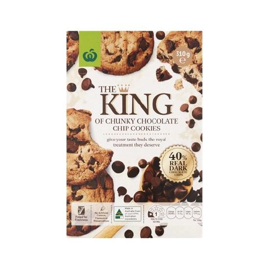 Woolworths The King of Chunky Choc Chip Cookies 310g