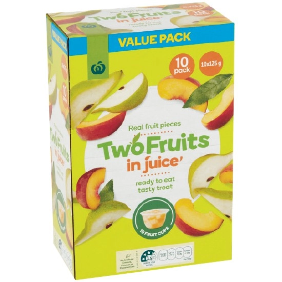 Woolworths Two Fruits In Juice Pk 10