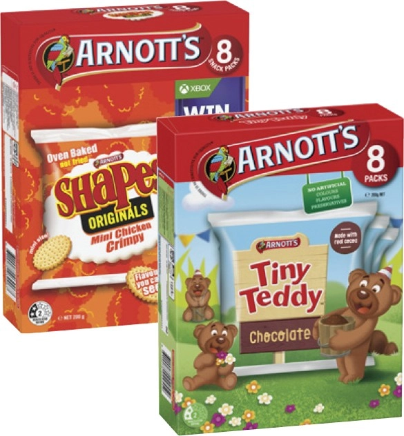 Arnott's Shapes or Tiny Teddy Biscuits 150g-200g