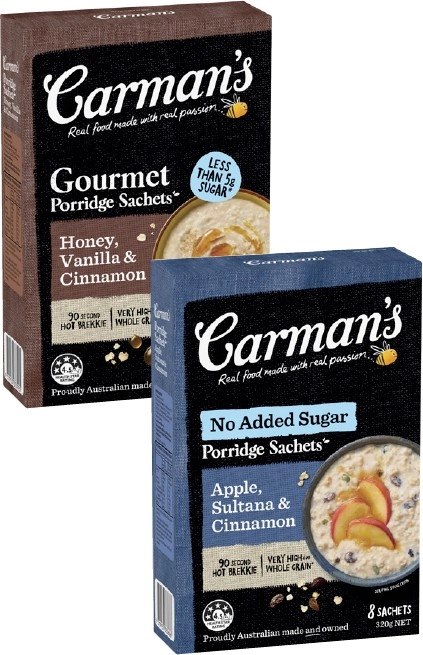 Carman’s Porridge Sachets 240g-320g