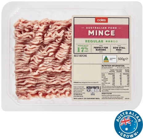 Coles Australian Pork 3 Star Mince 500g