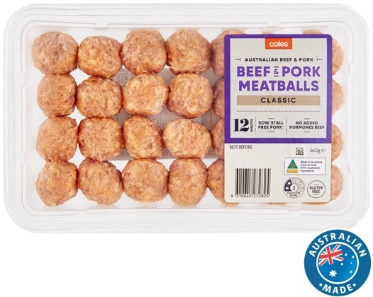 Coles Beef & Pork Meatballs 560g