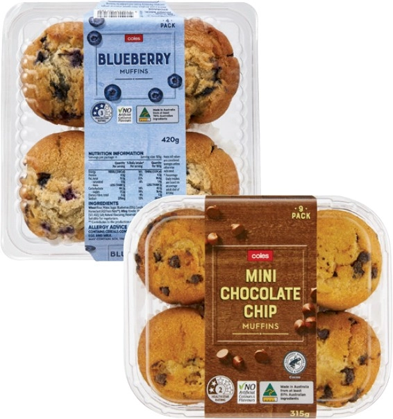 Coles Muffins 4 Pack or 9 Pack