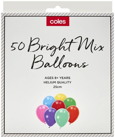 Coles Multi Colour Balloons 50 Pack