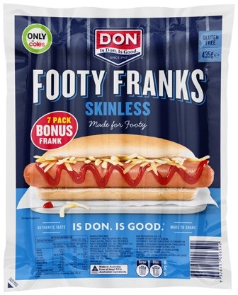 Don Skinless Footy Franks 435g