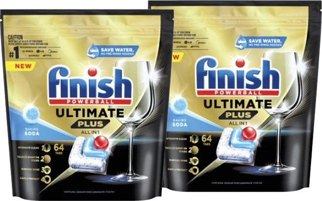 Finish Ultimate Plus Baking Soda Dishwashing Tablets 64 Pack