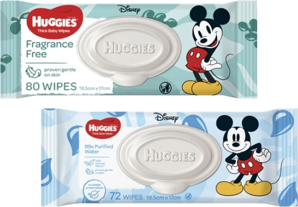 Huggies Baby Wipes Coconut or Fragrance Free 80 Pack or Water Wipes 72 Pack